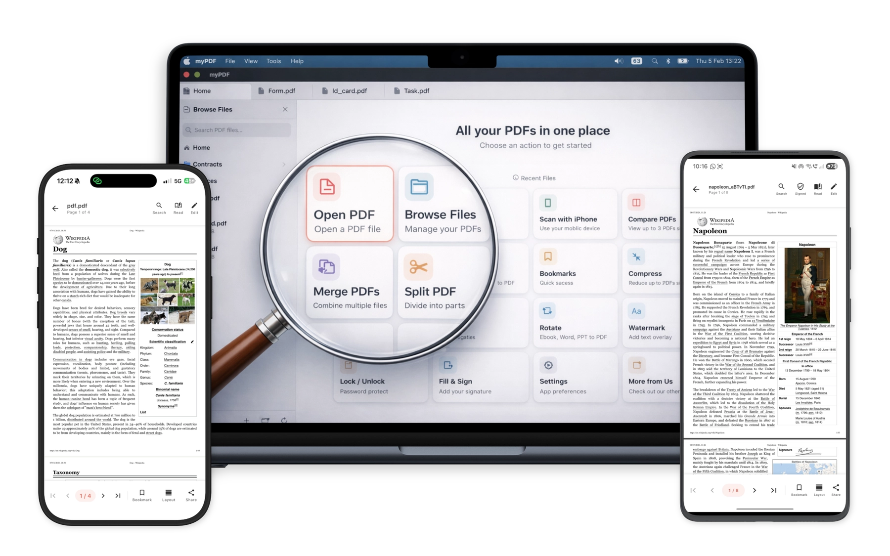 myPDF on iPhone, Android, and Mac